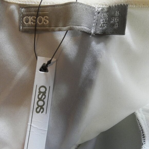 asos Prom Dress Womens 4 Black White Strapless Stretchy Silhouette Bombshell NWT - Picture 7 of 12